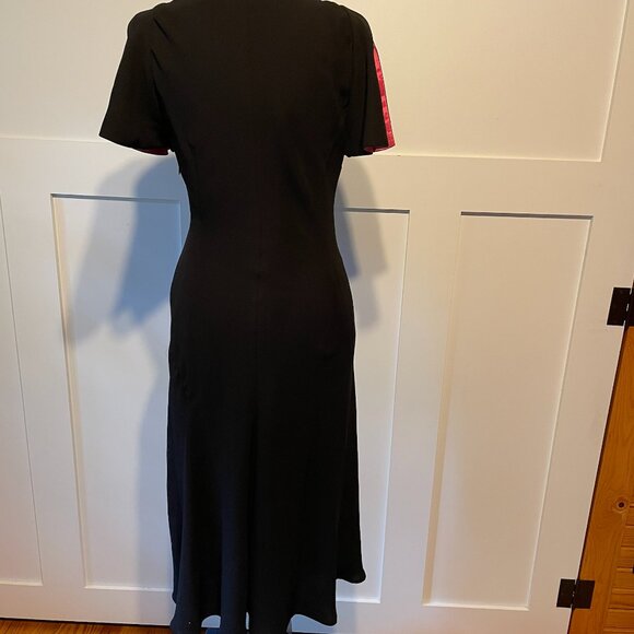 VTG Sangria Brand Flutter Sleeve Dress Lined with Pink Satin - Picture 6 of 7